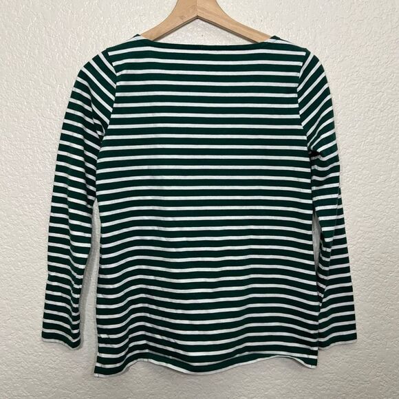 TALBOTS BATEAU NECK TEE CANDY CANE HOLIDAY STRIPE GREEN SIZE SMALL PETITE - Picture 3 of 12